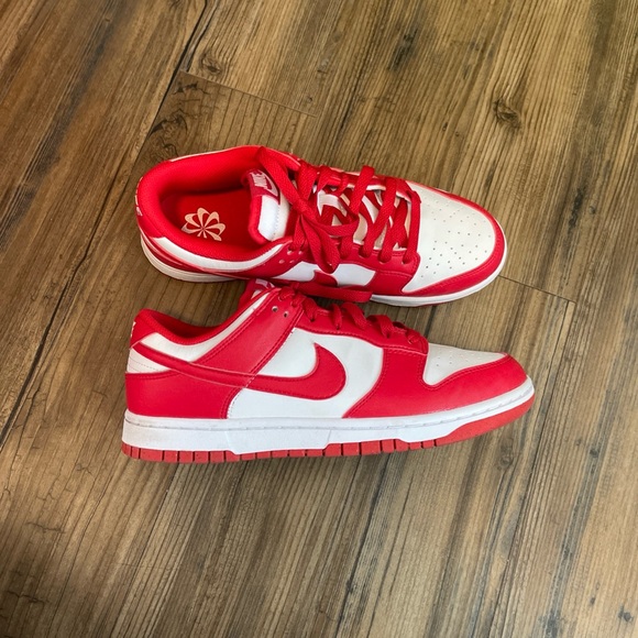 Nike Shoes - Nike Red and White Low-Top dunk Sneakers women’s 9